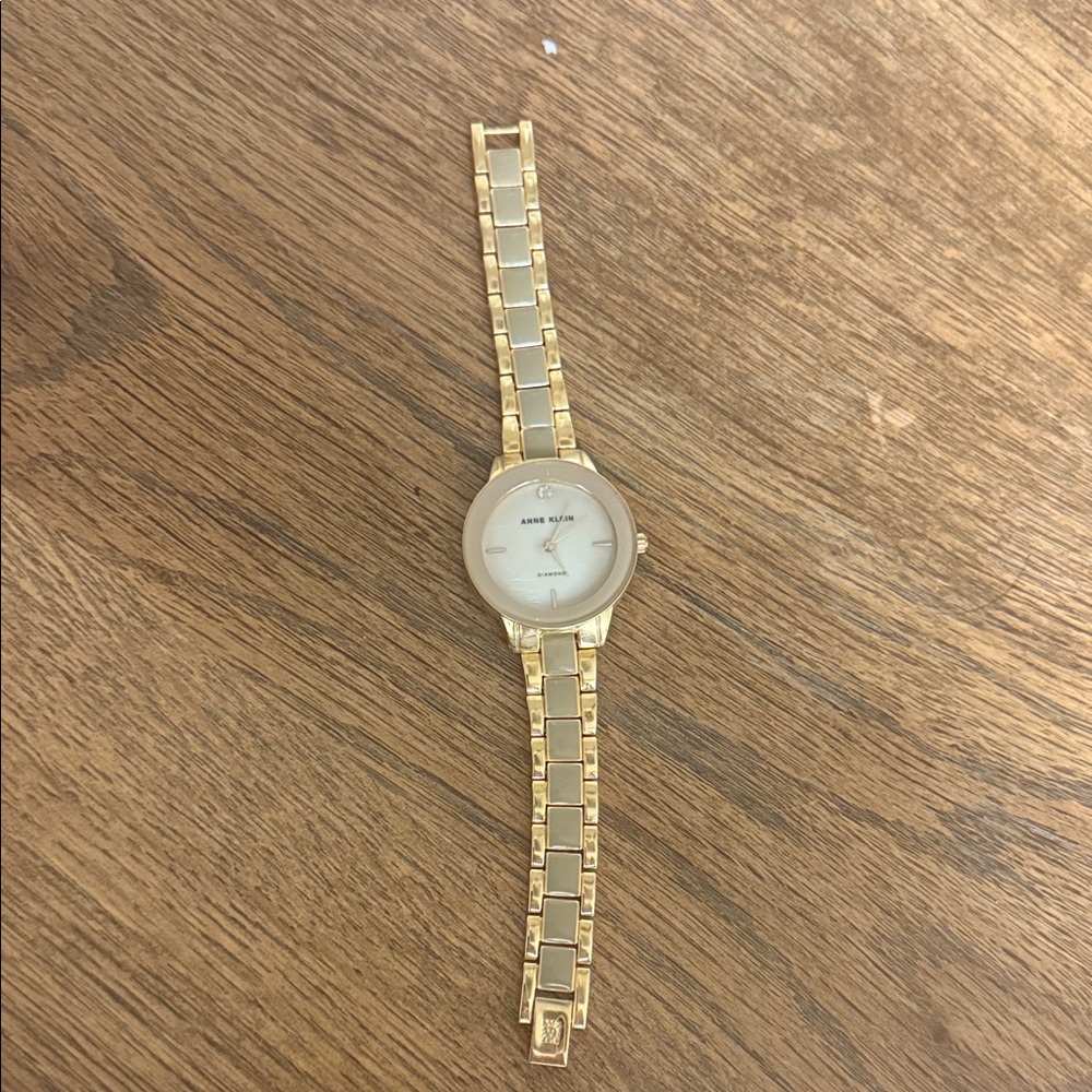 Anne Klein Gold and Cream Bracelet Watch